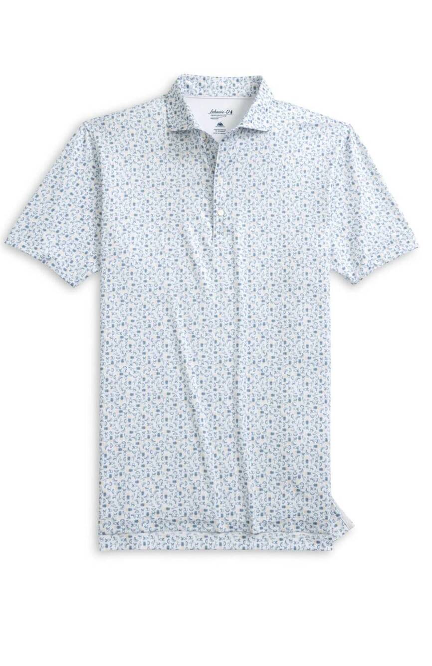 NEW JOHNNIE-O men's cabana bar performance polo in carbon fiber